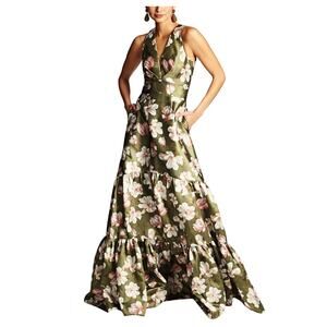 Sachin And Babi Floral Moss Magnolia Rori Maxi Dress Size 6